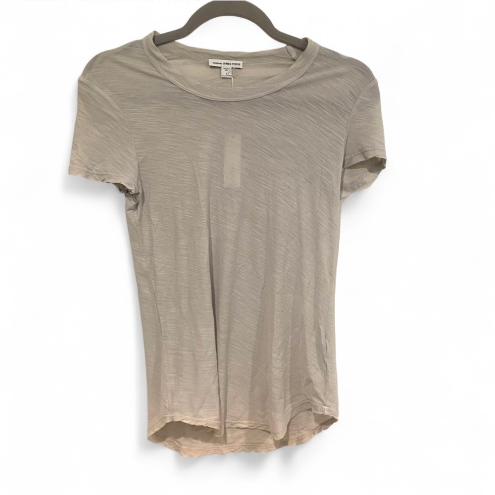 NWT JAMES PERSE TAN CREAM SHEER SLUB CREW NECK SHORT SLEEVE COTTON T SHIRT SMALL